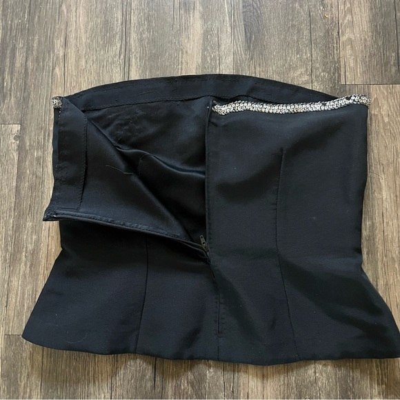 Women’s Strapless Bandana Embellish Sequin Trim Black Corset Top Party Fitted L - Picture 7 of 12